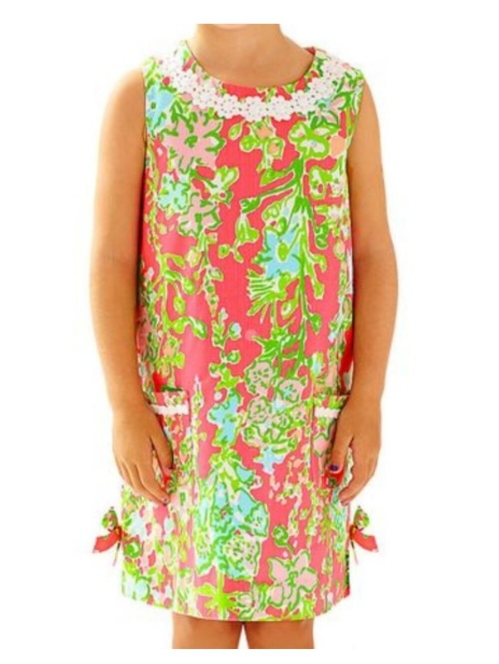 Lilly Pulitzer Classic Shift Dress Girls 6 Southern Charm Floral Flamingo Pink